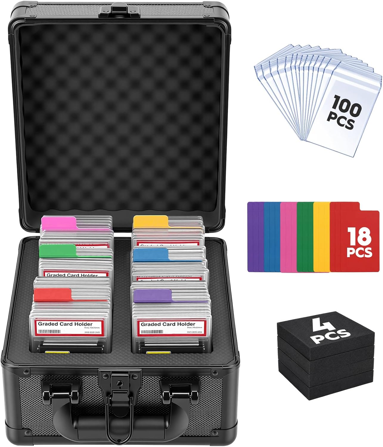 2 Row Graded Card Case Storage Box, Holds 60+ PSA Slab Case for Sport Cards