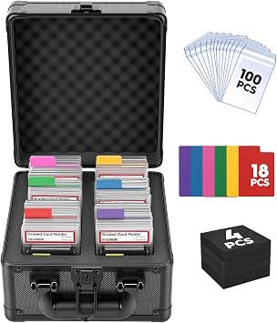 2 Row Graded Card Case Storage Box, Holds 60+ PSA Slab Case for Sport Cards