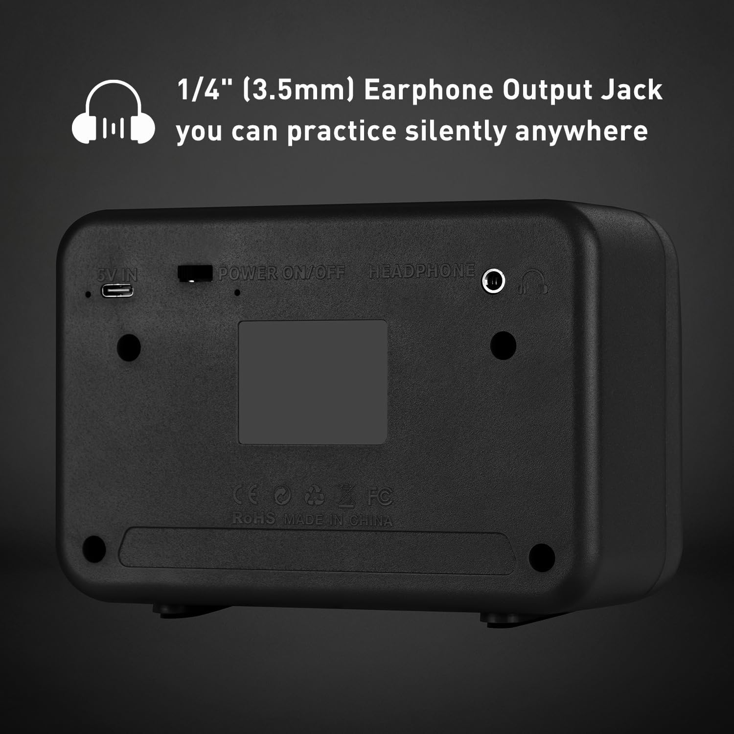 Caline Guitar Mini Amp, 5W Rechargeable Bluetooth Guitar Amplifer Combo for Desktop Practice, Dual Channel,with Headphone Jack, Black - Image 8