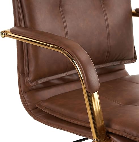 Miniatura 5 de Silla de escritorio de oficina sin brazos, silla de trabajo de piel sintética con ruedas giratorias de 360 grados, altura ajustable, función de