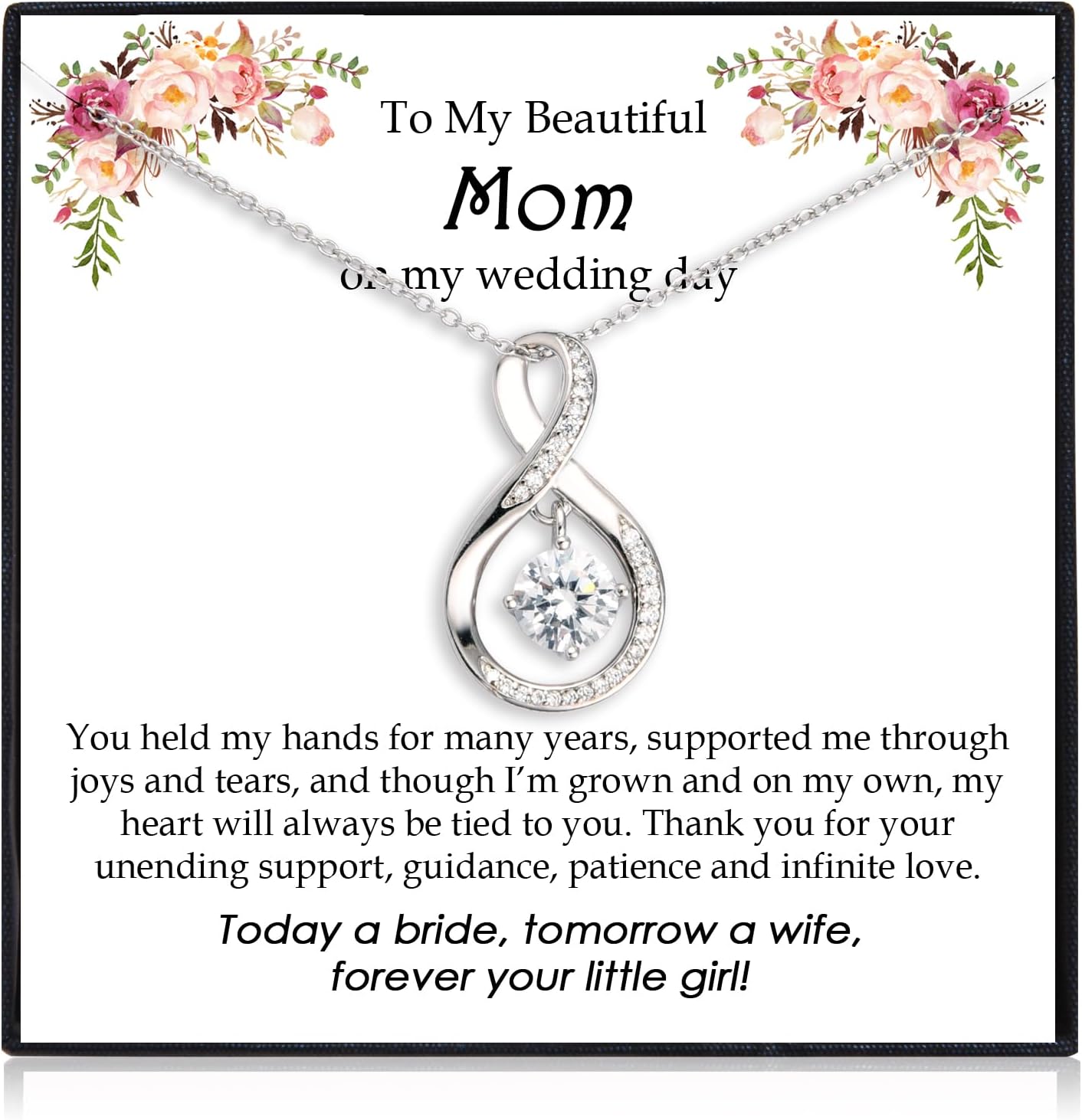 EPIRORA Gifts for Mom- Cubic Zirconia Love Knot Pendant Necklace for Mom/ Mother in Law/ Boyfriend's Mom/ Mother of the Bride/ Mother of the Groom, Dainty Jewelry Gifts for Wedding Birthday Christmas, 18"