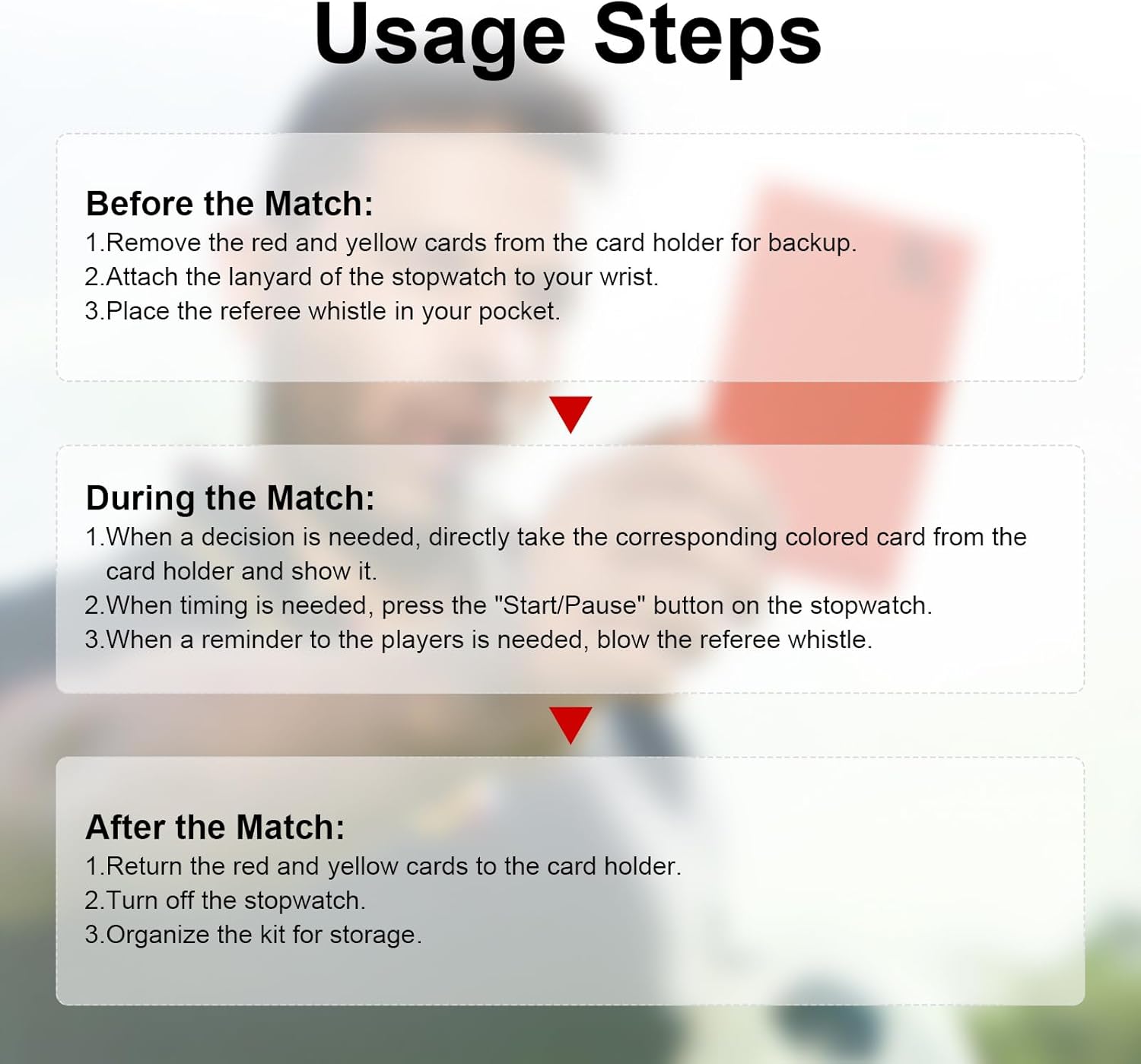 Referee Set, Football Referee Kit, Includes 2 x Referee Whistle, Red Yellow Cards (with Card Case), Timing Equipment, Scorebook and Pencil, for Game Football School Sport