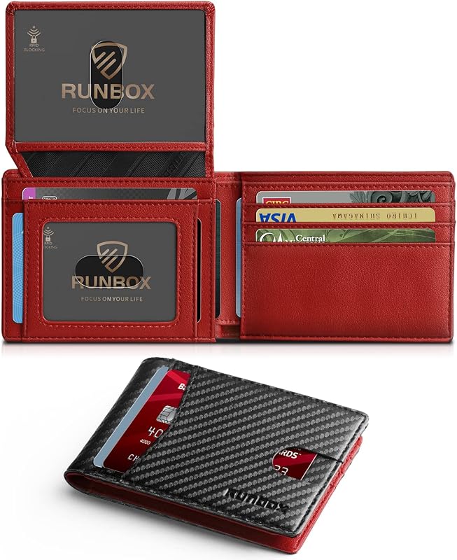 Wallet for Men -Slim Rfid Leather Mens Bifold Novelty Wallets 2 ID Window With Gift Box Men's Accessories