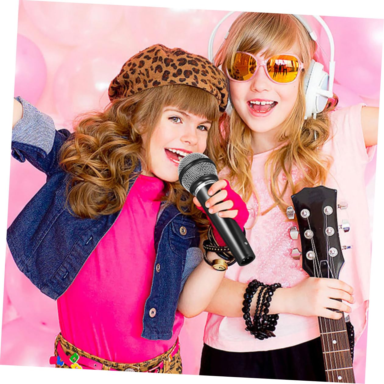 Microfono Simulato 6 Pezzi in Plastica Nero per Karaoke | Realistico e Portatile, Set da 6, per Giochi Indoor e Esibizioni su Palco