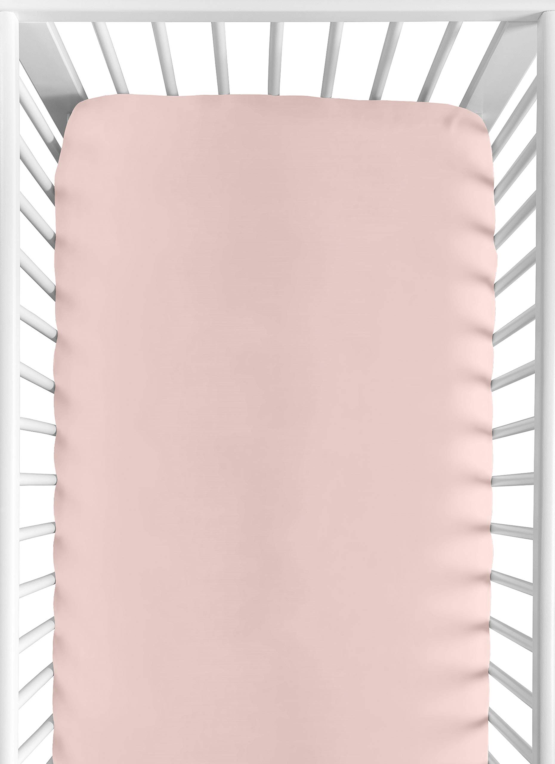 Sweet Jojo Designs Fitted Baby Crib Sheets (Solid Pink) for Girls, Infant Nursery, Toddler Room - Standard Size (Blush Rose for Bohemian, Vintage, Watercolor, Shabby Chic, Farmhouse Peony Collection)