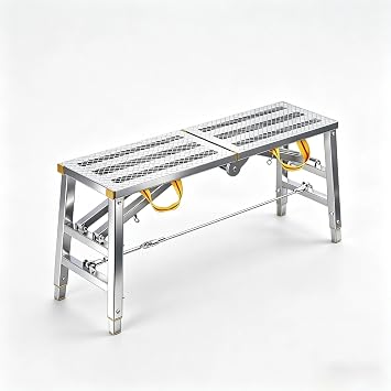 Portable Adjustable Platform Multipurpose Scaffold Tower,Folding Scaffolding Work Platform,Adjustable Platform 150 Kg Duty Rating,Portable Ladder With Non-Slip Step. 160 * 40 cm