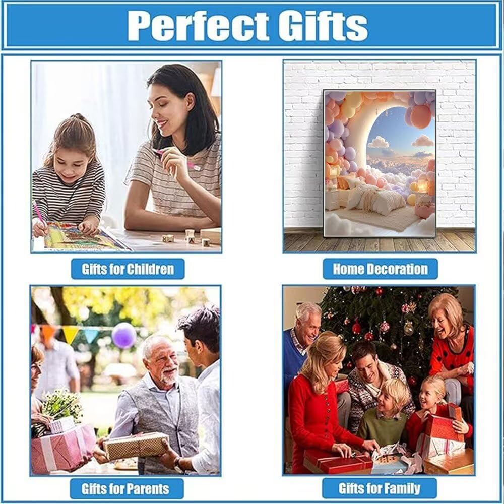 Księżyc Balon Diament Malarstwo Zestawy Dla Dorosłych, 5D Okrągłe Wiertło Diamentowe Malarstwo Dzieci Malarstwo, Diamant Art Haft Cross Stitch Obrazy, Mozaika Sztuka Do Dekoracji Ściany Domu 80x110cm