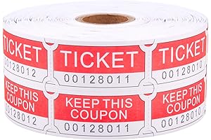 ESSENTIAL 1000 Red Double RaffleTickets Roll for Cinemark Customers