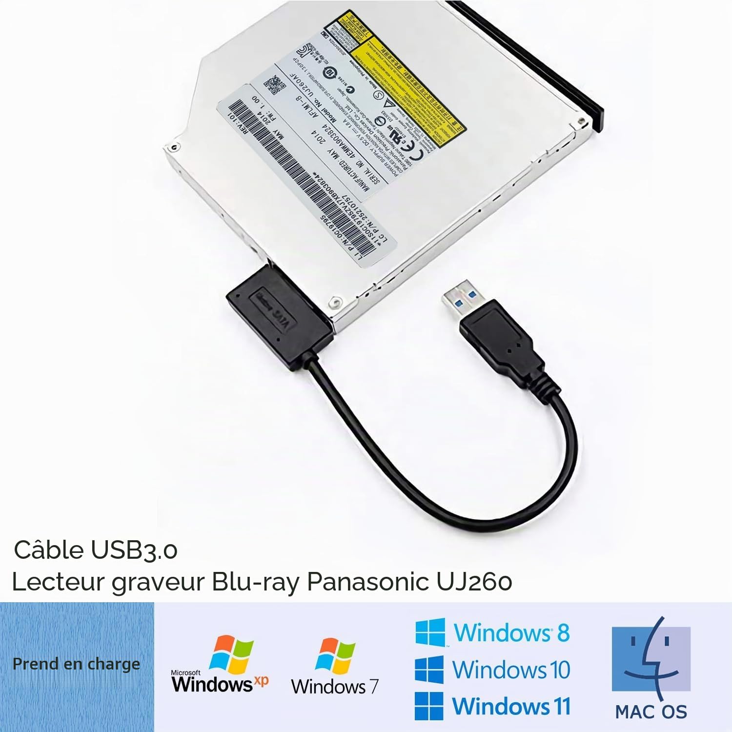 UJ-260 UJ260 6X Blu-RAY BD-RE DVD Rewriter interne 12,7 mm SATA Laptop Drive avec lunette pour Dell Optiplex 7020 3060 3050 et pour HP Pavilion dv4 dv5 dv6 dv7 dv8
