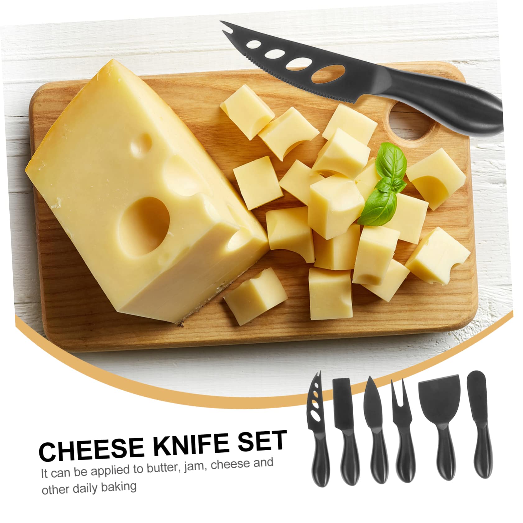 Ciieeo 6 Pièces Set de Couteaux à Fromage Coupe-fromage en Acier Inoxydable Noir Cuisine pour Restaurant Cuisine Maison