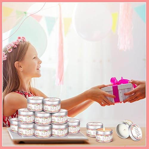 Miniatura 5 de Funtery 12 piezas de regalos de baby shower para invitados, juegos de baby shower, premios florales de lavanda, velas perfumadas para decoración de