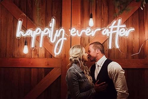 Miniatura 7 de Letrero de neón con texto en inglés "Happily Ever After", letrero de neón personalizado, decoración hecha a mano, para colgar en la pared, letrero