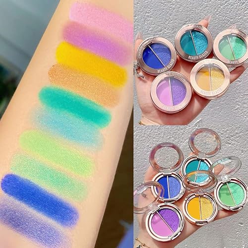 Miniatura 4 de Timipoo Sombra de ojos de doble color paleta de maquillaje de ojos de alto pigmento polvo de sombra de ojos de metal brillante mate sombra de ojos