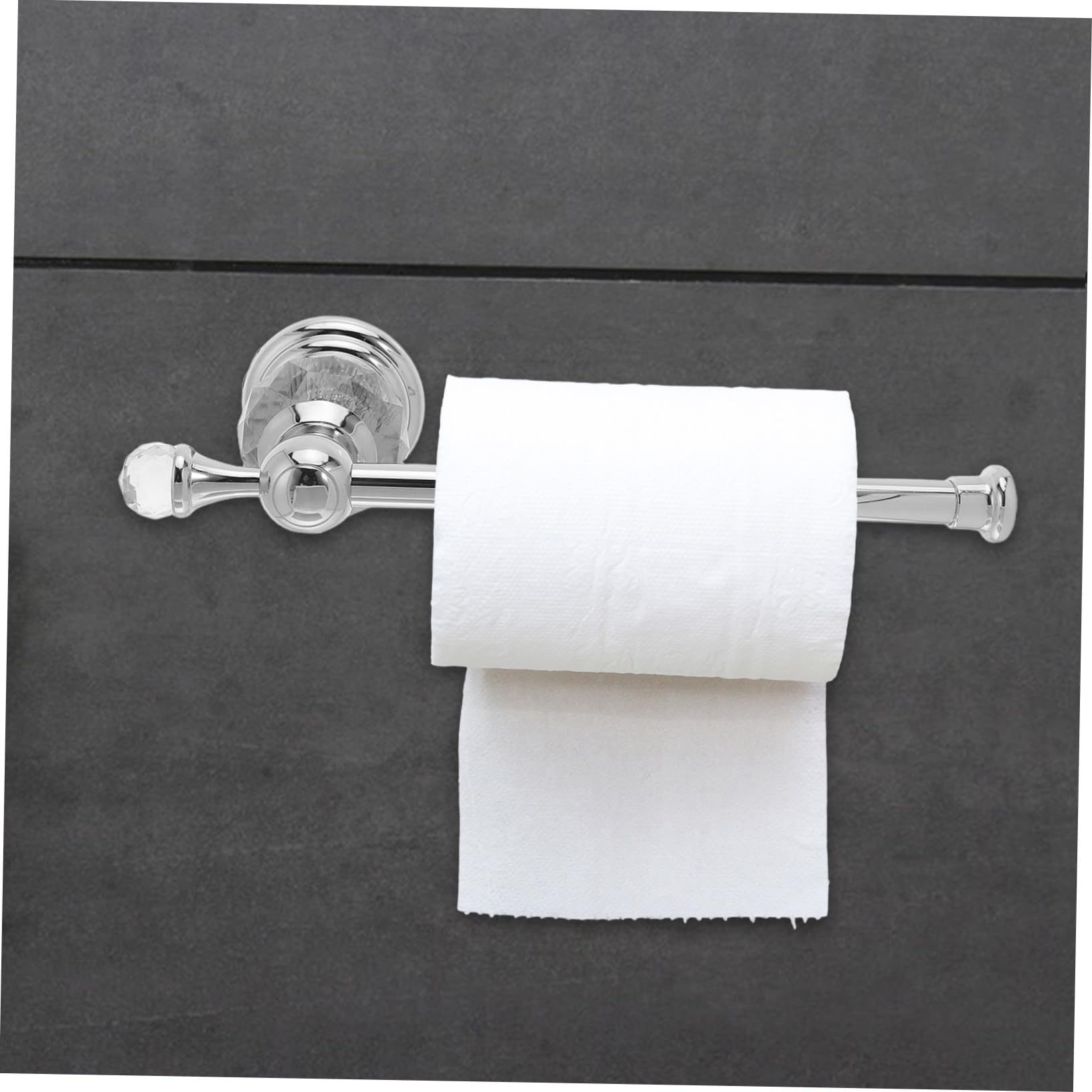 Portarrollos de Papel Higiénico de Cristal Plata de Acero Inoxidable | Acabado Decorativo, para Baños Compactos, Diseño Versátil Estética Clásica y Contemporánea