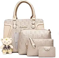 Bolsa feminina fashion bolsa de ombro, alça superior, conjunto de 4 peças