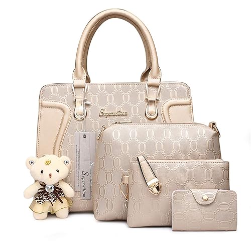 Women's Fashion Handbags Tote Bags Shoulder Bag Top Handle Satchel Purse Set 4pcs