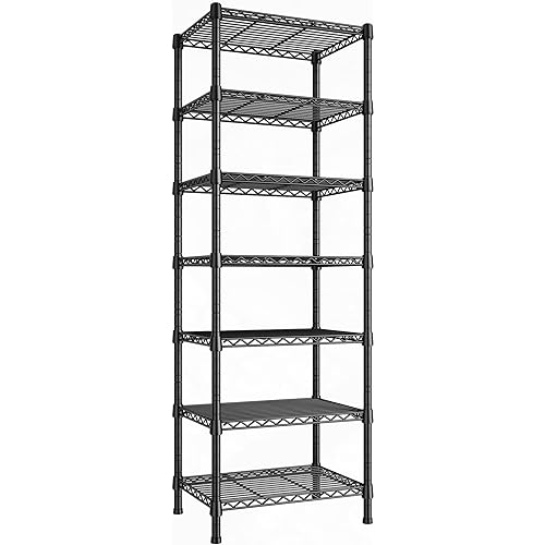REIBII 71’’H Wire Shelving Rack 7-Tier Metal Shelving Units and Storage Shelves Loads 1176 LBS Adjustable Garage Shelving Heavy Duty Metal Shelves for Storage Rack,71 “H X 18”W X 18 “D