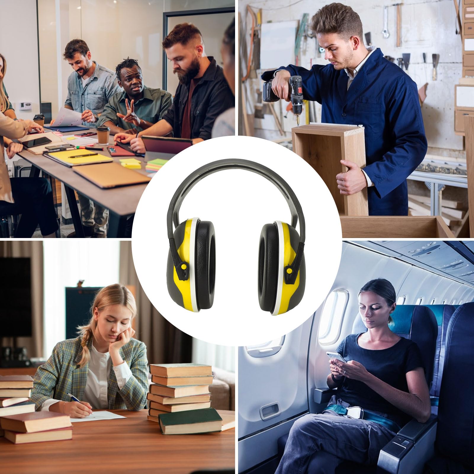 BusoTh Earmuff, Folding Design Noise Reducing Earmuff Wide Application Soft for Lawn Care (Yellow), BusoTh68xyb1knu4-13