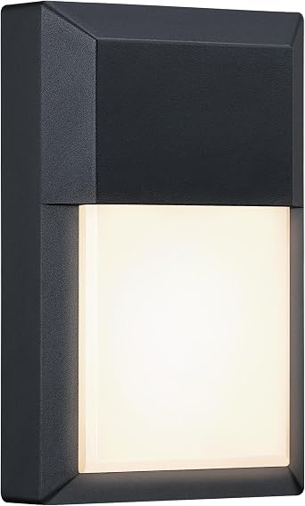 LIT-PaTH Outdoor Porch Light, LED Wall Sconce, Rustproof Aluminum | Modern Exterior Wall Light Fixture for House, Patio, Garage, 12W 1000 Lumen, Waterproof, 3000K, Black, 1 Pack