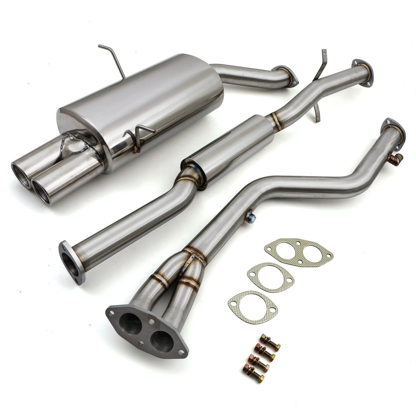 Sistema di scarico posteriore collettore da 7,6 cm, compatibile con BMW Serie 3 E46 4 cilindri 316/318 1998-2006, sistema di scarico ad alte prestazioni in acciaio inox