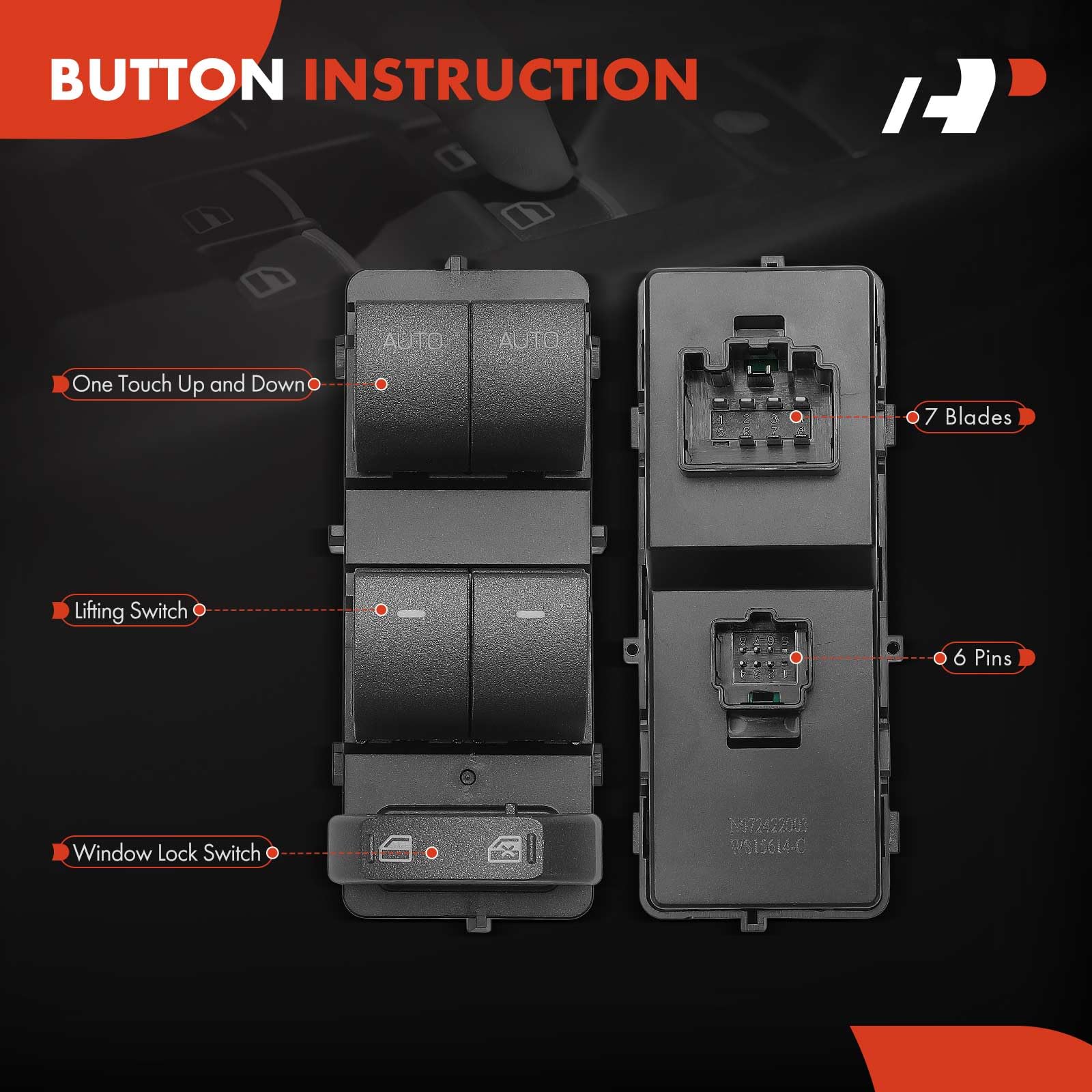 APWS0860 Window Switch Front Left Driver Side