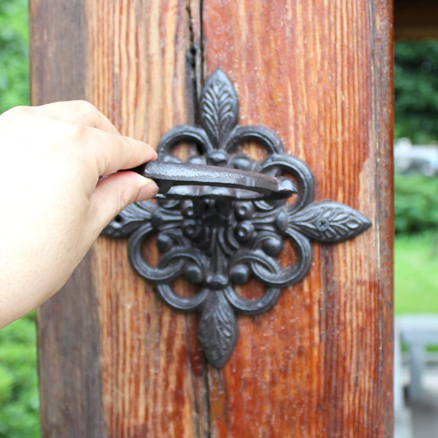Door Knocker for Front Door Decor Rustic Front Door Knocker Garden Gate Handle, Antique Cast Iron Wall Sculpture for Vintage Country House, Furniture Pull Closet Knobs