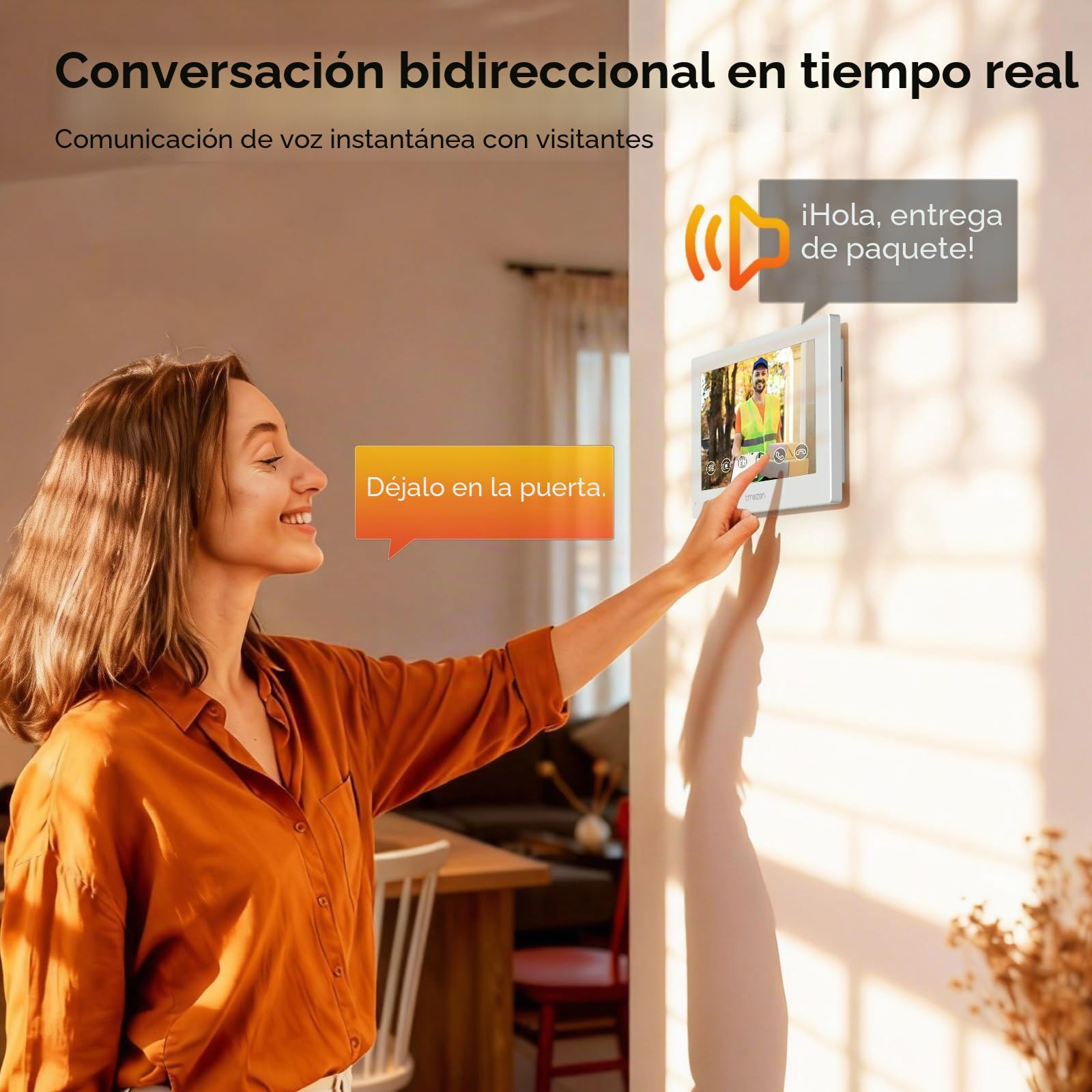 TMEZON Videoportero WiFi 2 Hilos,Timbre Video Sistema Intercomunicador,Pantalla táctil IP de 7",Timbre Metálico de 1080P con Cámara,detección de Movimiento Humano,Desbloqueo por App/Tarjeta RFID