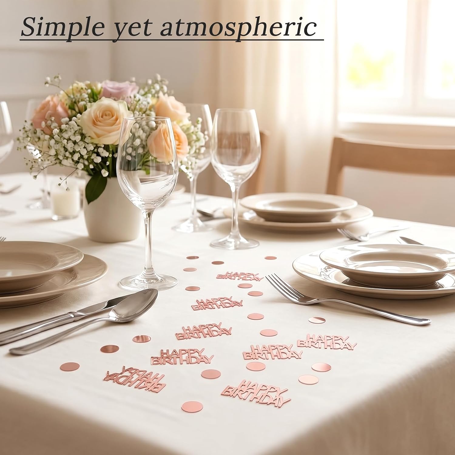 300Pcs Rose Gold Confetti - Glitter Birthday Decorations, Party Confetti
