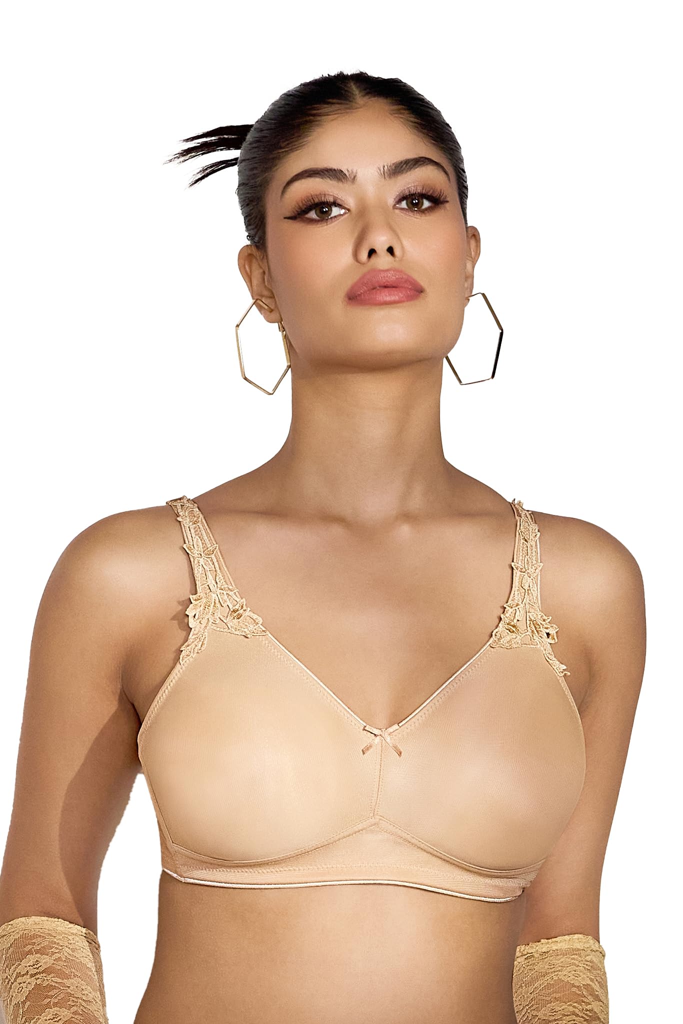 maroon Find My Skin Tone Seamless Non-Padded T-Shirt Elevated Coverage Graceful Minimizer Structured Shoulder Women Everyday Bra.-picture-13