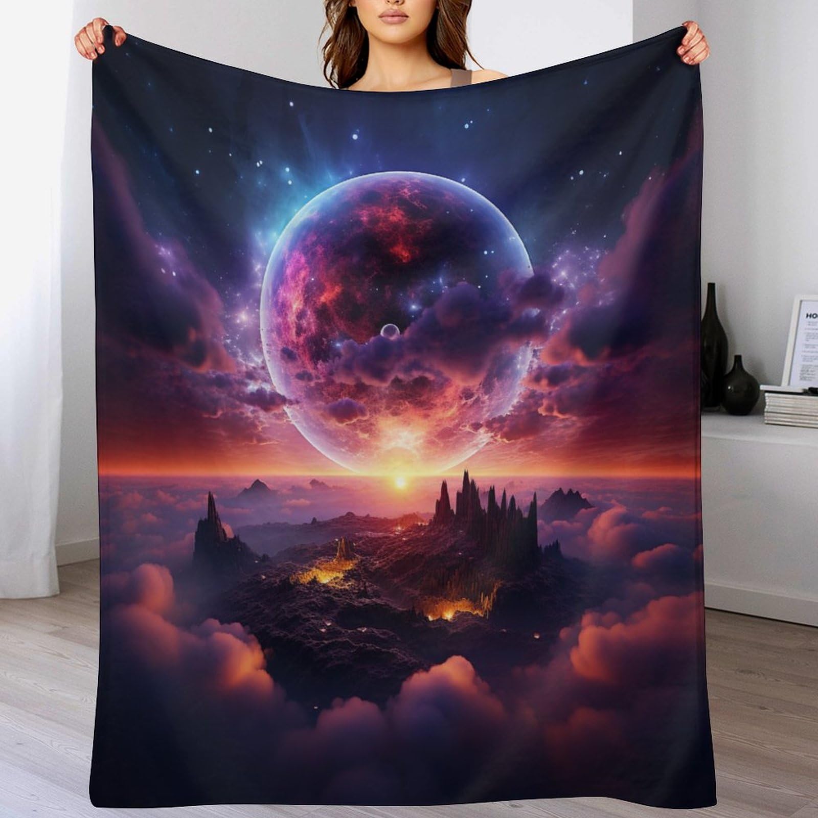 Plaid polaire fantaisie 180x200 cm en flanelle de polyester pour lit