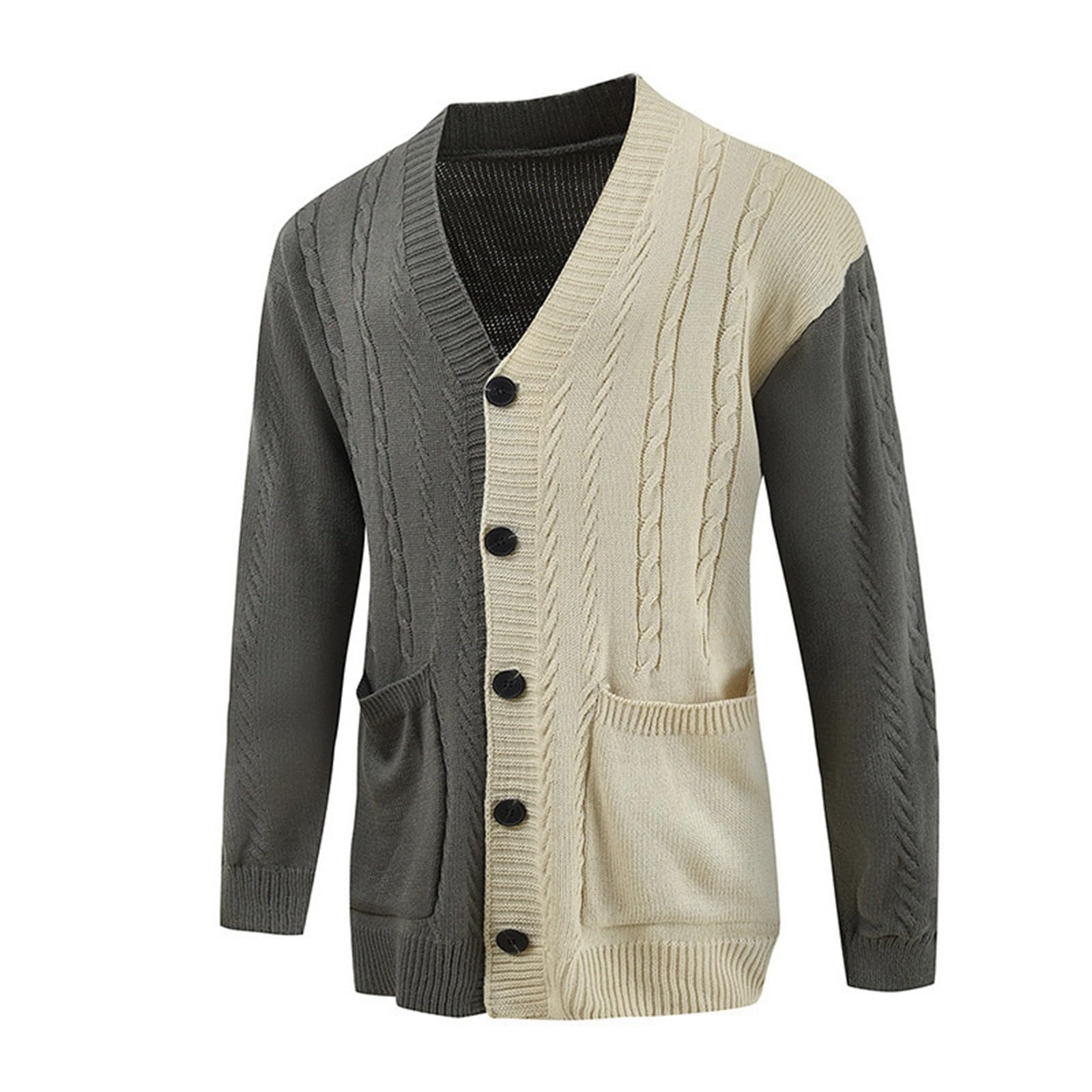 Genérico Cardigan Punto Hombre, Chaqueta con Botones Hombre Cuello Chal con Cable Suéte Manga Larga De Color Sólido Elegante Cálido Jersey con Botones para Exterior El Ocio