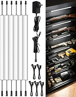 ASOKO Gun Safe Lighting Kit, 6pcs Linkable 12Inch Light Bars,1600LM Motion Activated Under Cabinet