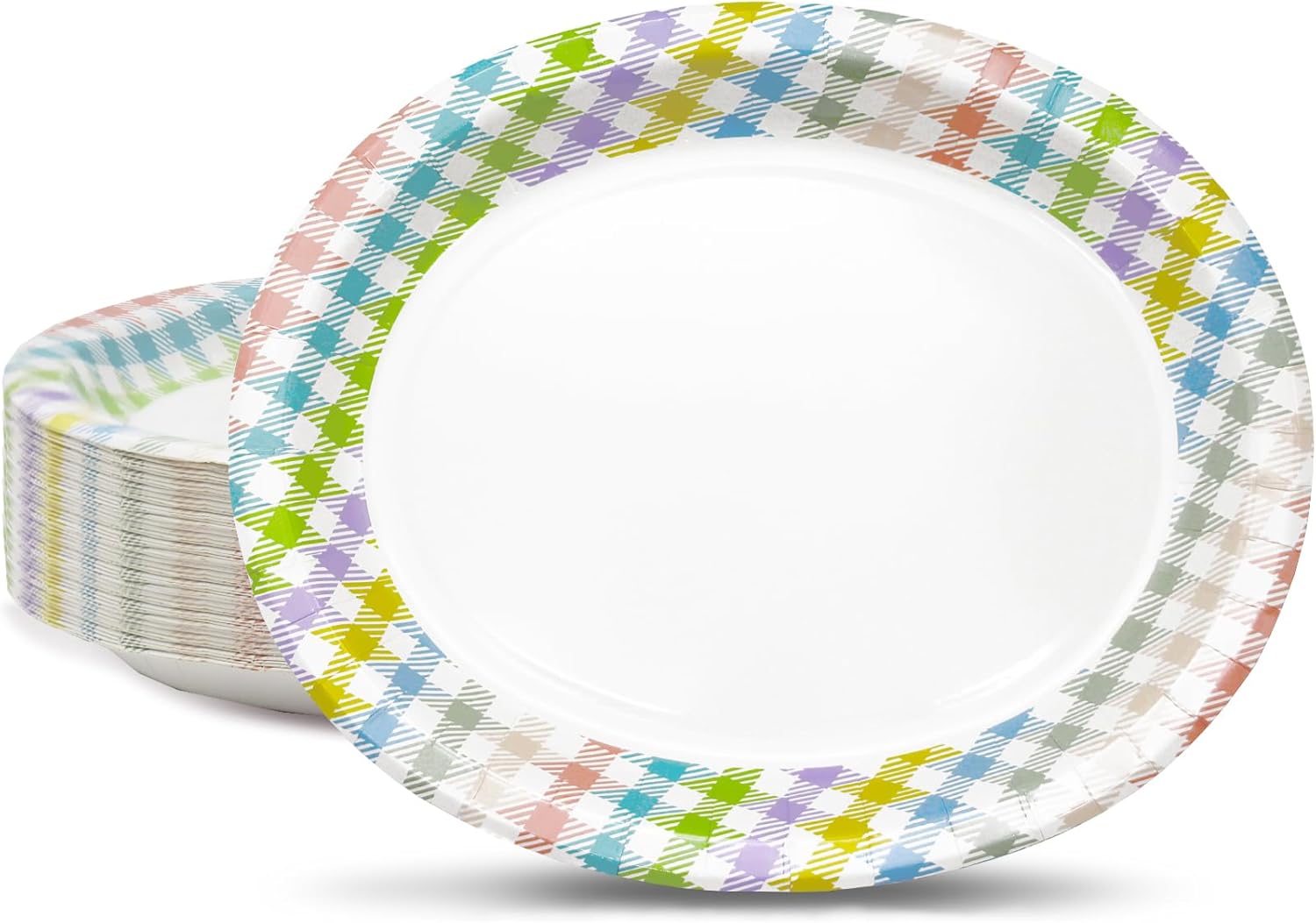 Oval Paper Plates 12 inch White Disposable Dinner Plates| Heavy Duty Paper Plates Bulk -Blue Flower Printed Party Plates for BBQ, Mother's Day, Gathering, and Picnic,50 Pack