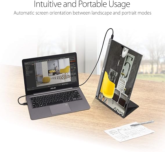 ASUS ZenScreen 15.6 1080P Portable USB Monitor (MB16ACE) - Full HD (1920 x 1080), IPS, USB Type-C, Eye Care, Anti-Glare Surface, Lite Smart Case, External Screen for Laptop,
