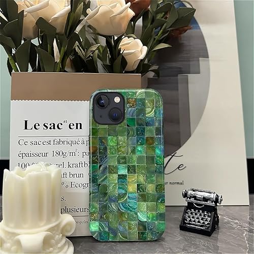 Miniatura 62 de Funda para iPhone 11 Pro Funda, Diseño de Patrón de Mosaico de Vidrio en Tono Verde - Protección Dual Híbrida Silicona + PC Duro Resistente a Golpes