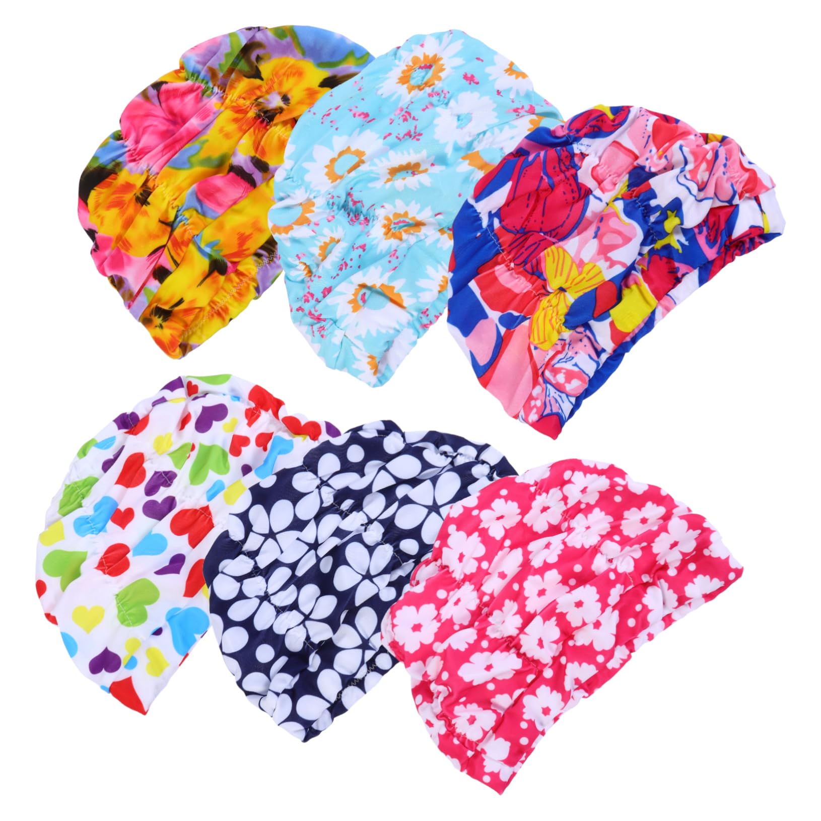 BESPORTBLE Set di 6 Cuffie da Nuoto Impermeabili Stampa Floreale in Nylon, Fit Confortevole per Adulti, Perfette come Accessori Piscina per Creare Un'atmosfera Estiva