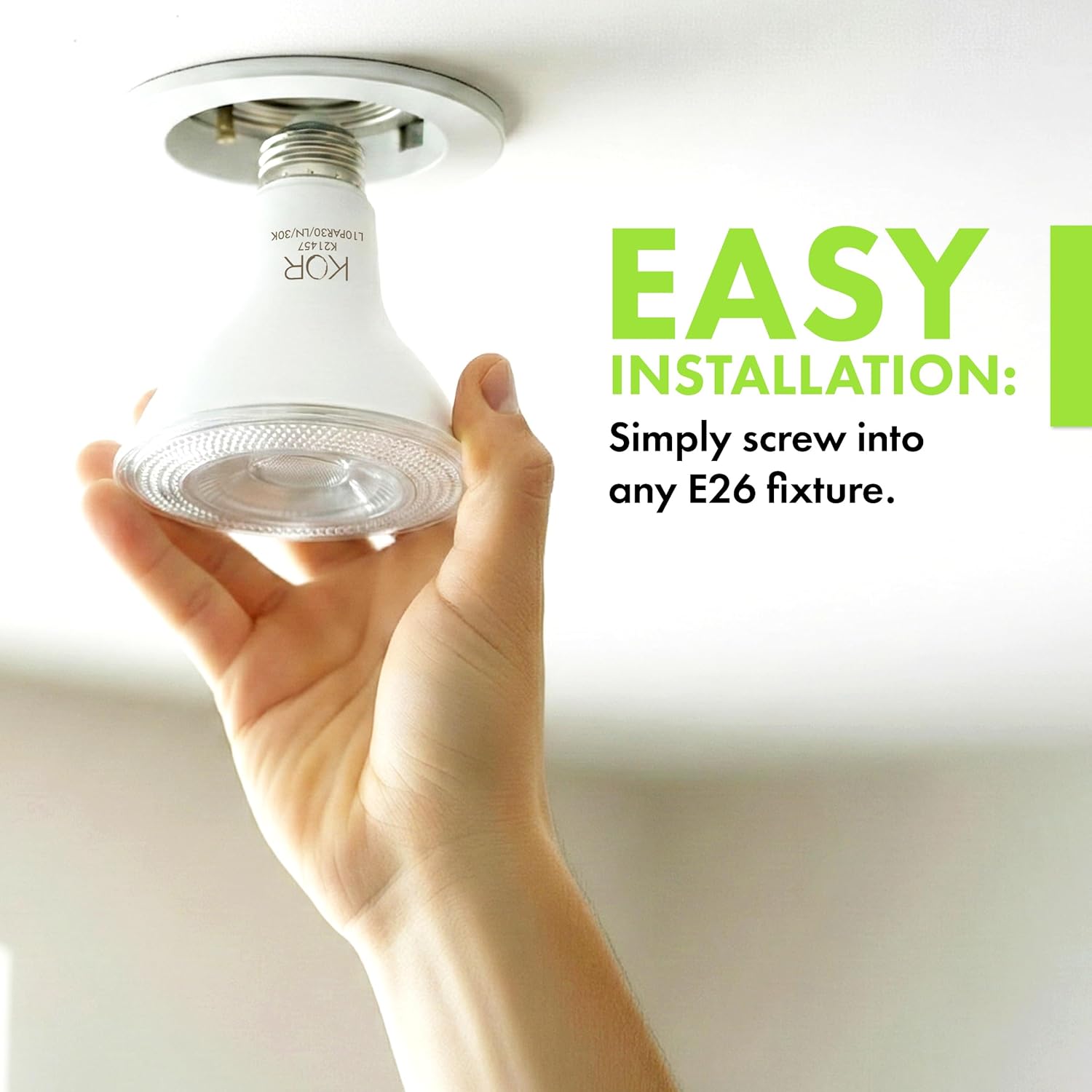KOR LED PAR30 Long Neck Flood Light Bulbs, 4 Pack, Dimmable 75W Equivalent, 3000K Warm White, Indoor Outdoor 10W Spotlight Bulb, E26 Base, 850 Lumens, Frosted Finish, Wet Rated, UL Listed