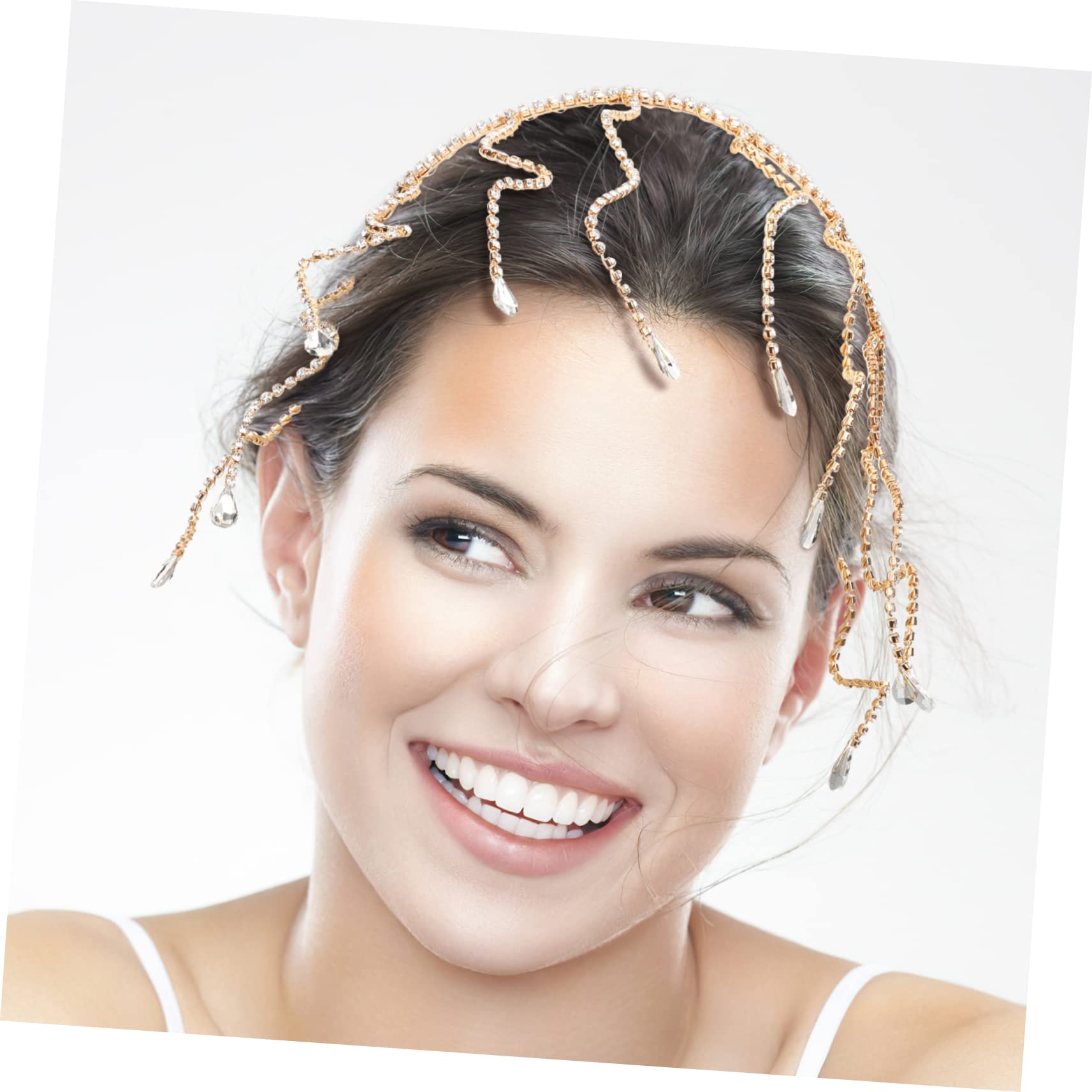 FRCOLOR 4 Stück Braut Stirnband Damen-Stirnband damen stirnbänder Hochzeit Brautkrone wedding hair accessories brauthaatschmuck Strass- Haarschmuck für die Braut Metall Golden