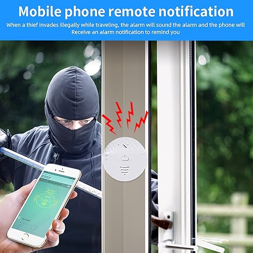Miniatura 2 de Alarma de ventana de puerta WiFi alarma inteligente de ventana, sensores de vibración con alarma de 130 dB y alertas de aplicaciones gratuitas,