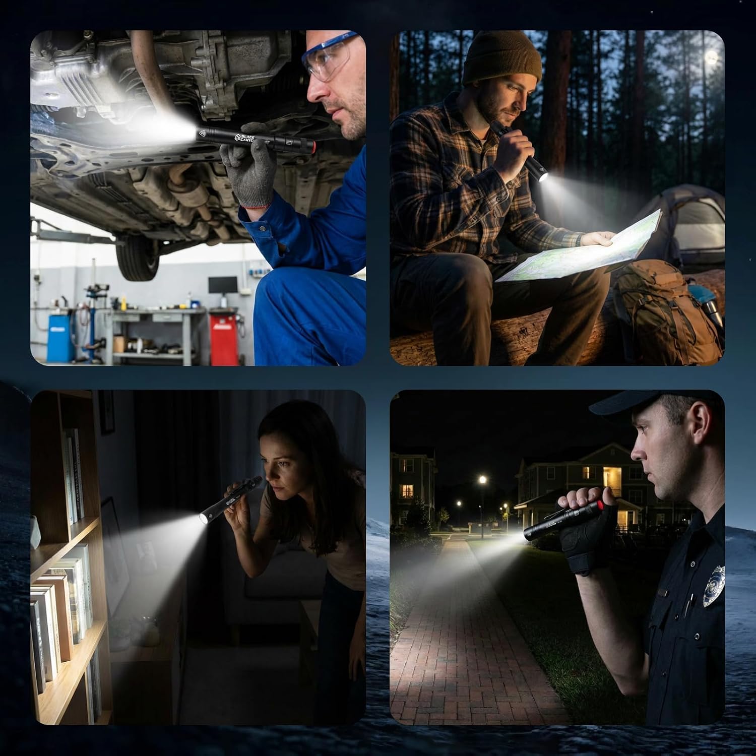 BLACK CANYON Small Flashlight Waterproof Led Pocket Flashlight, Bright Light 3 Modes Adjustable 160 Lumen Aluminum Alloy Flashlight with Clip 2 Pack