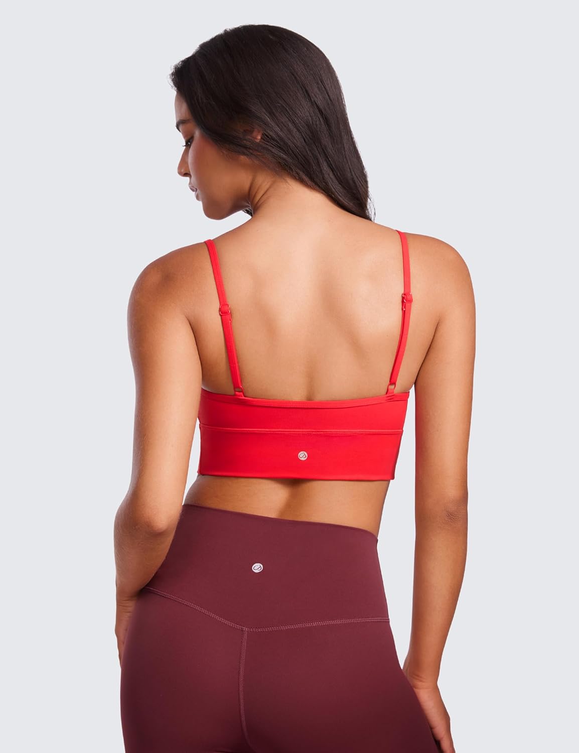 CRZ YOGA Womens Butterluxe Sweetheart Longline Sports Bra - V Neck Adjustable Thin Strap Yoga Camisole Padded Crop Top - Image 2