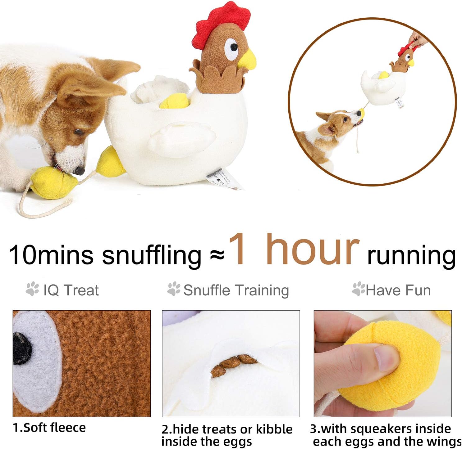 Pet Snuffle Mat for Dogs Cats Boredom, Dog Educational Sound Toys, Interactive Feed Game Toys, Encourages Natural Foraging Skills for Cats Dogs, Stress Relief, be Smarter (Hen Lay Eggs)