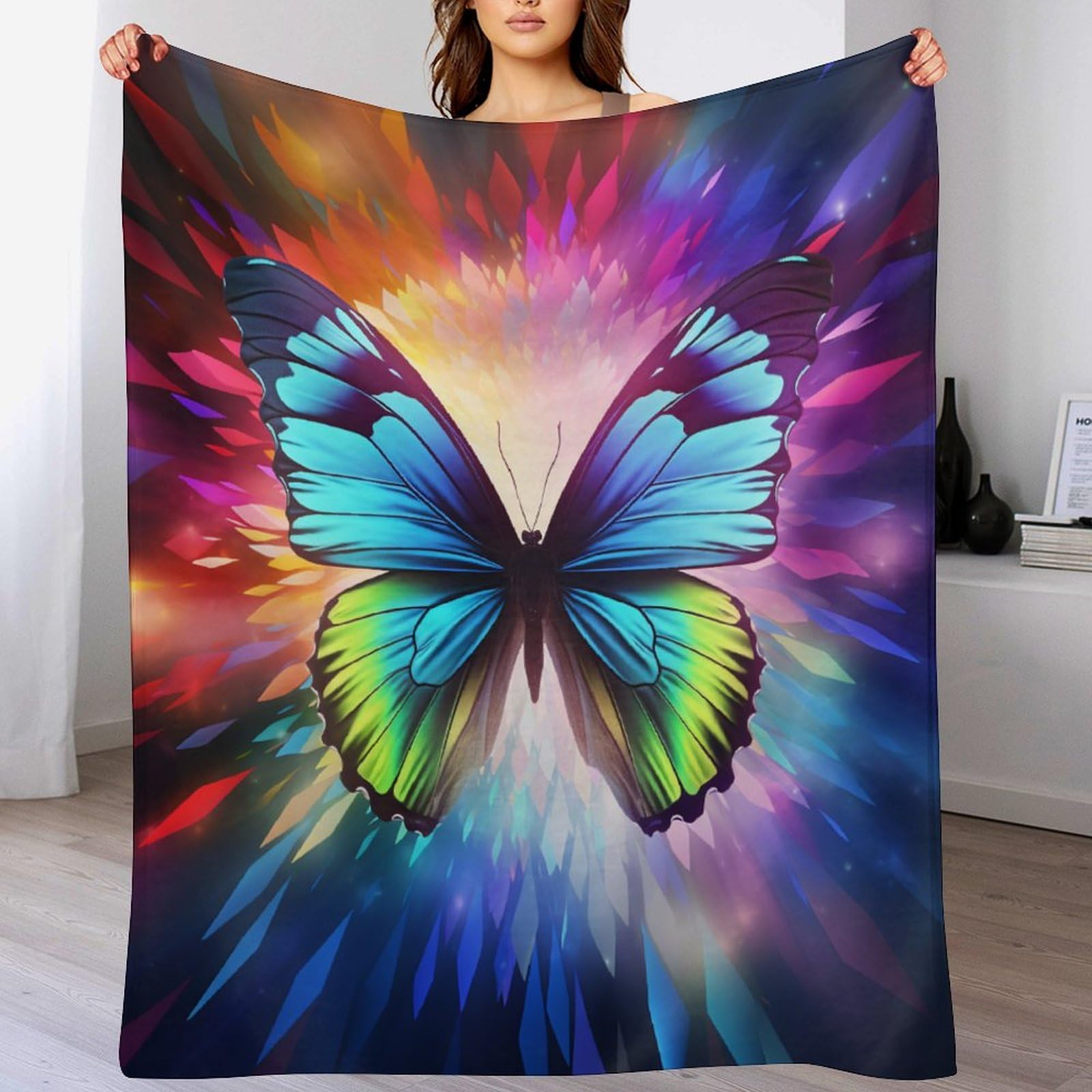 Couverture papillon en polaire flannel 130x180 cm pour canapé