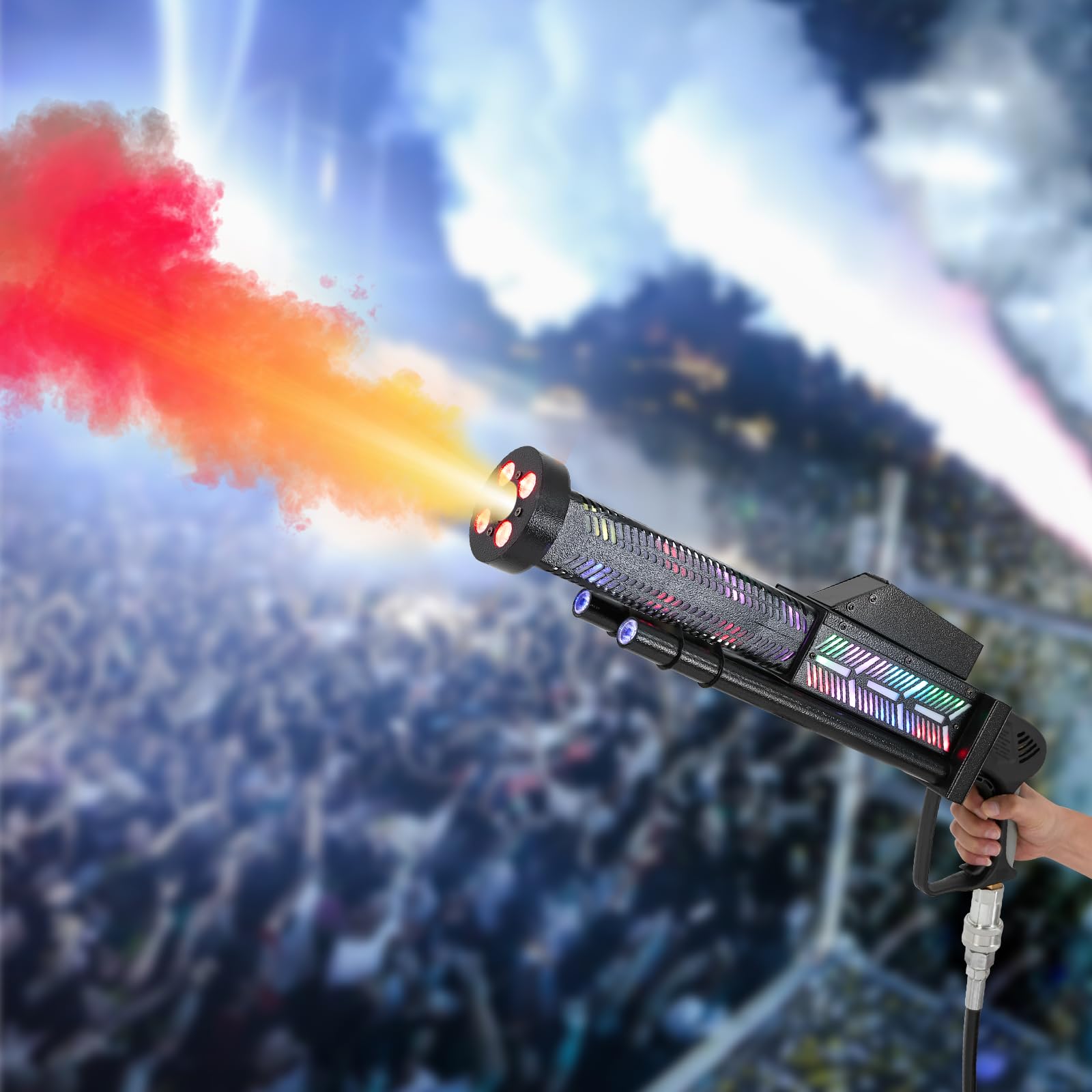 Pistolet à colonne d'air à LED CO2, pistolet cryopisateur de CO2 manuel, mini pistolet Dj Co2, la distance du brouillard de fumée peut atteindre 22,97 pieds, pour concerts, fêtes, bar