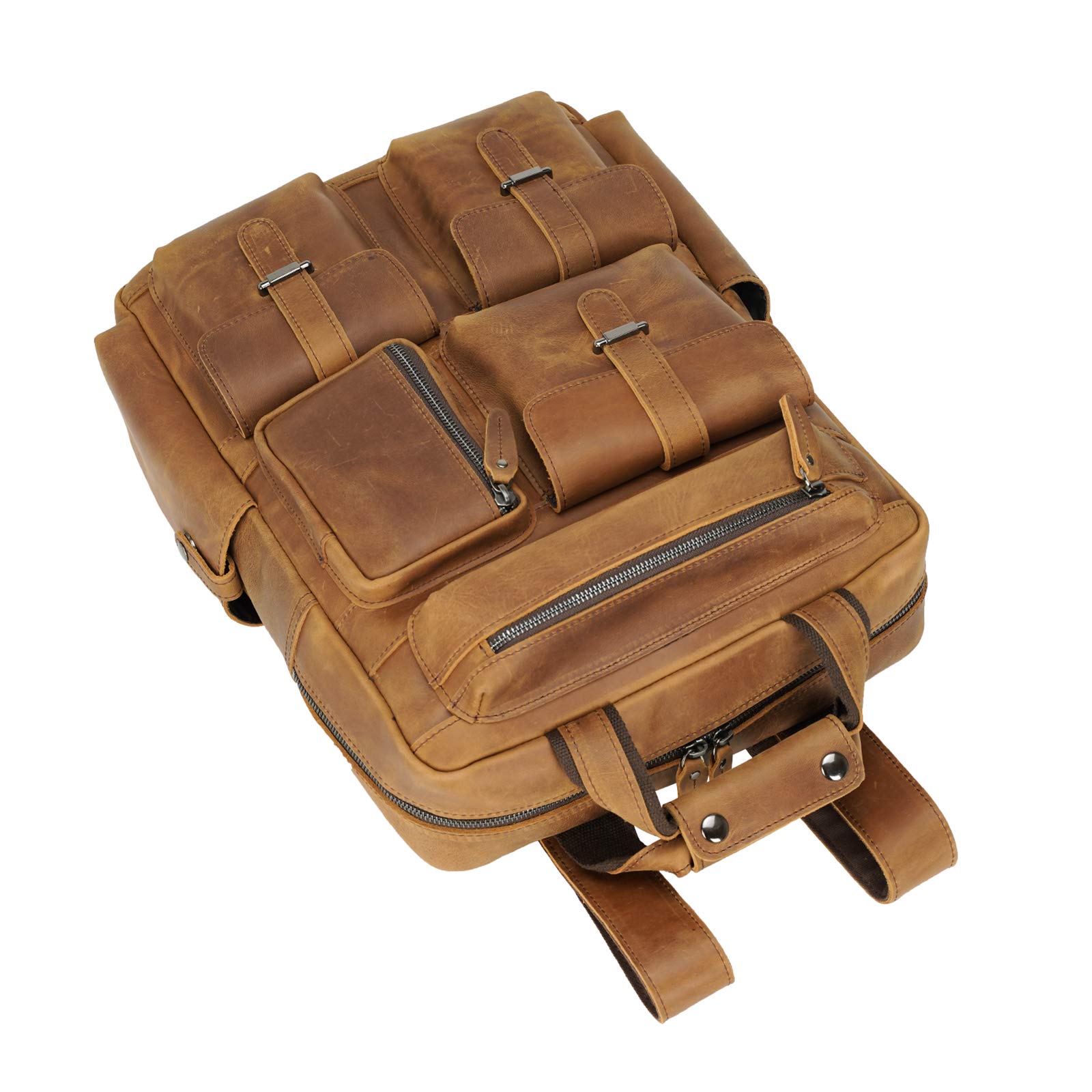 Amazon.com: Texbo Full Grain Cowhide Leather Multi Pockets 16 Inch