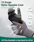 Kebada W2 Gants de travail de sécurité pour les hommes femmes, Gants enduits nitrile, compatibles avec l'écran tactile