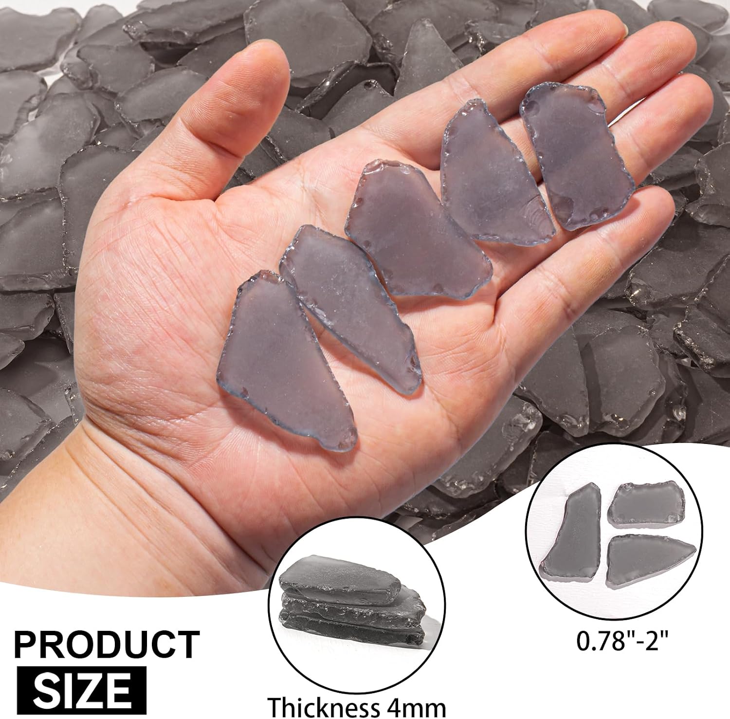 Keedolla Black Sea Glass for Crafts - 40 OZ Flat Frosted Seaglass Pieces Tumbled for DIY Art Crafts, Vase Filler, Beach Weddings, Aquarium and Home Decor