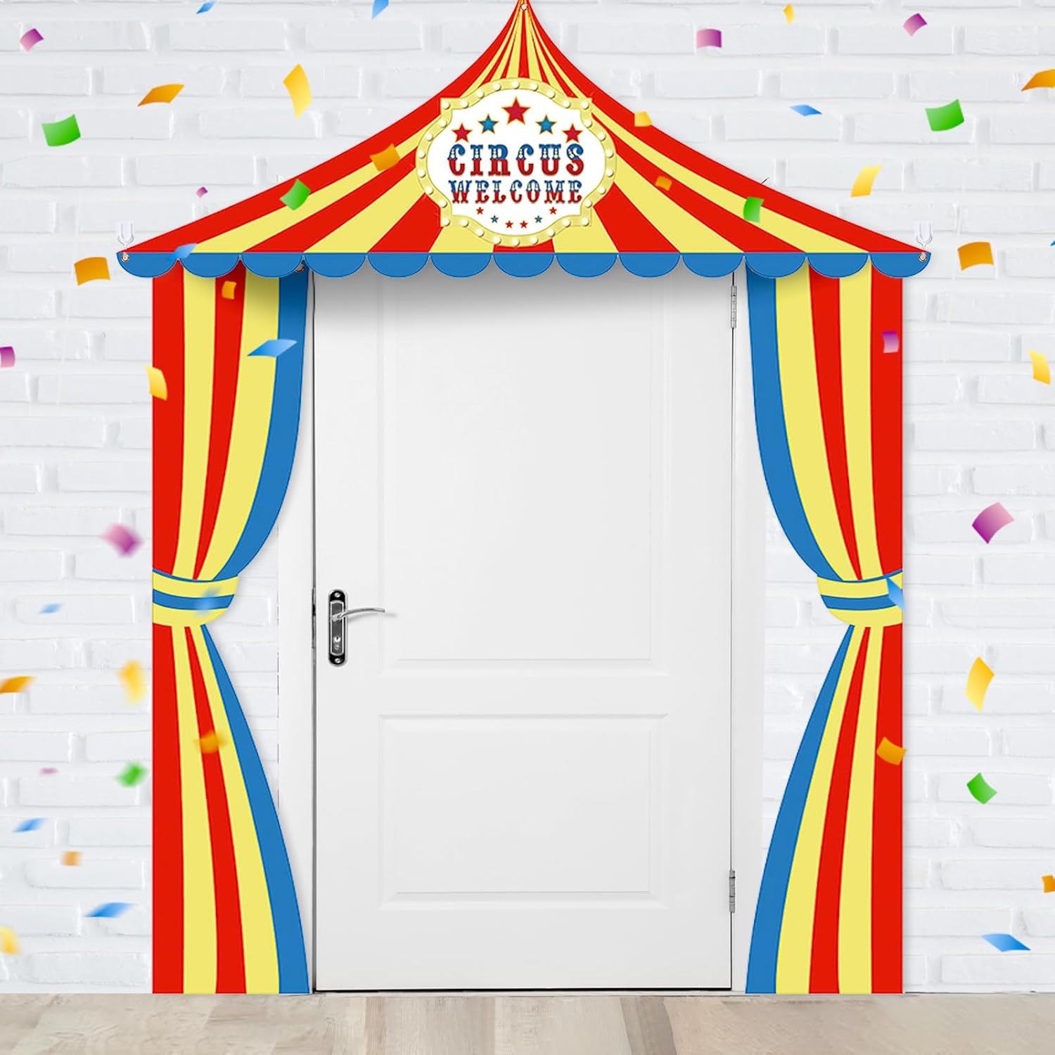Preboun 3 Pcs Circus Tent Decorations Carnival Circus Theme Party Decorations Carnival Tent Banner Striped Pennant for Clown Theme Birthday Party Classroom Supply