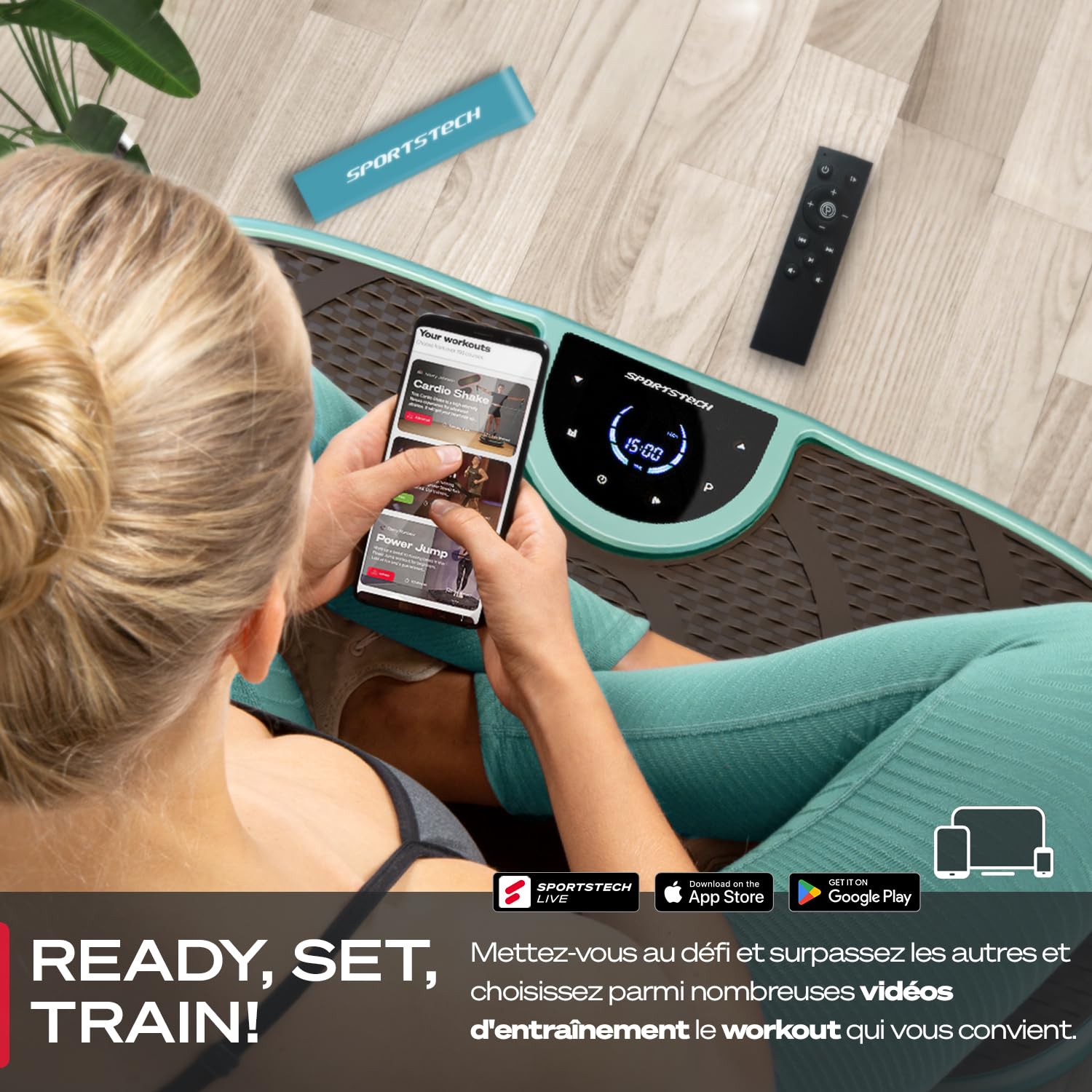 Plateforme Vibrante VP250 avec Un Design élégant | Combustion des Graisses et développement Musculaire | Moteur Silencieux | 7+1 programmes d'entraînement, y Compris Option Yoga | avec Bluetoot