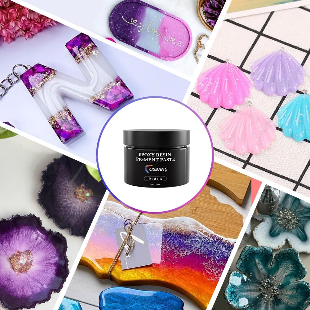 OSBANG Black Pigment Paste for Epoxy Resin, 1.76oz/50g Epoxy Resin Color Pigment, Opaque Resin Pigment, Color Pigments for Epoxy Resin, Resin Dye, Resin Pigment for Epoxy Resin Art Making